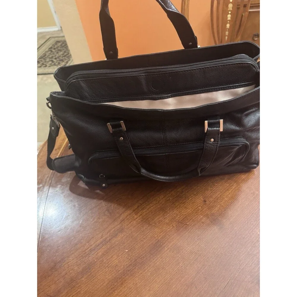 CLARKS Distressed Heavy Duty Black Leather large Laptop Bag
